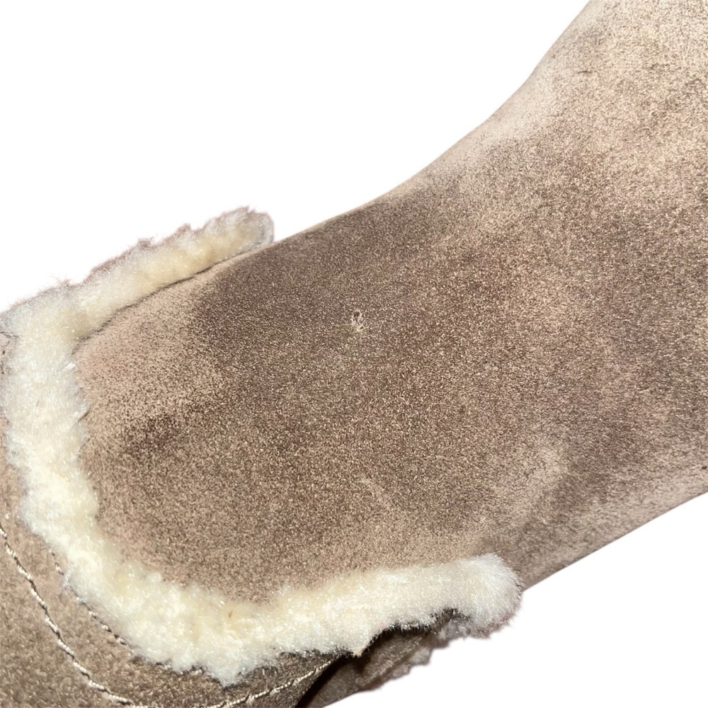 Guess Jefter Taupe Natural Suede Olive Green Tall Wedge Heel Boots Size 7.5 - Picture 12 of 13